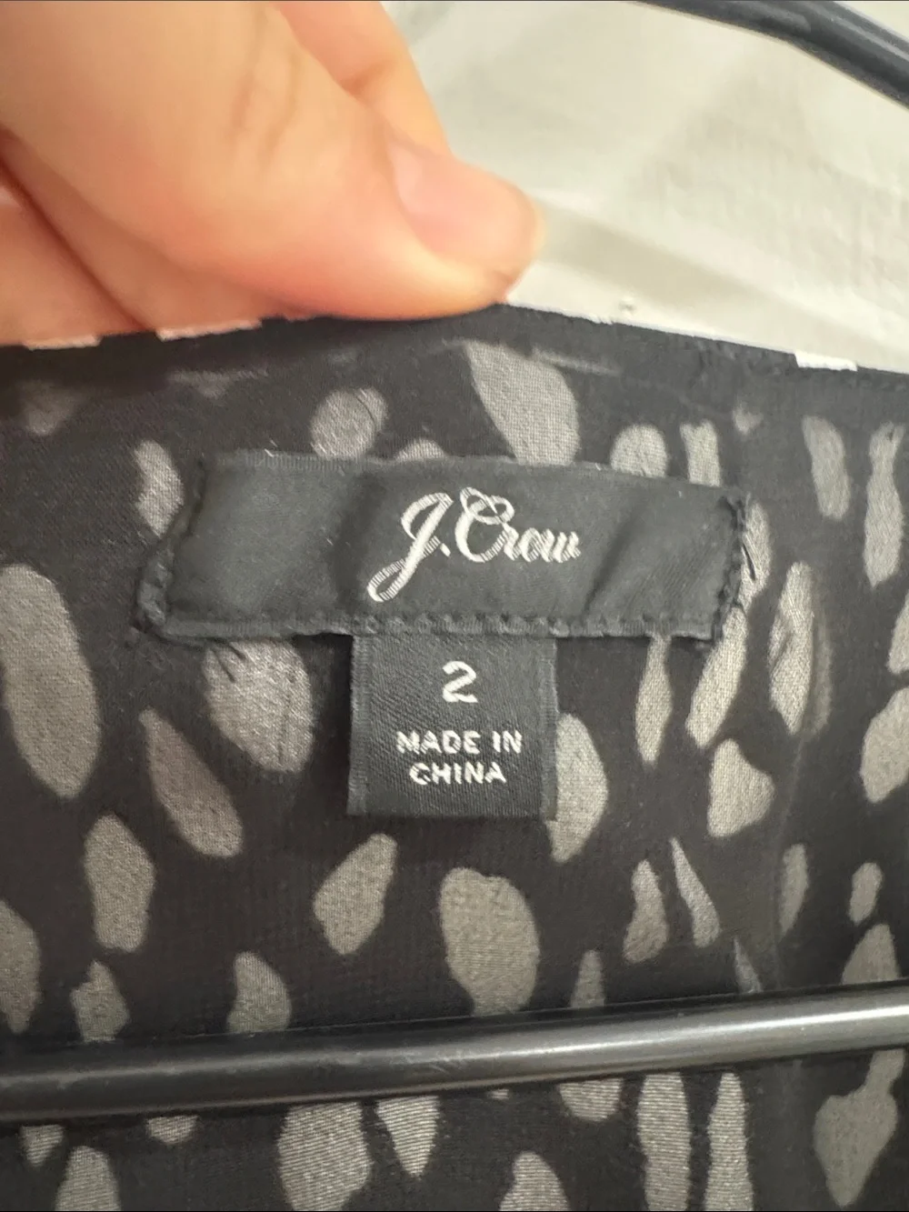J. Crew Black and White V-Neck Printed button down peplum Blouse